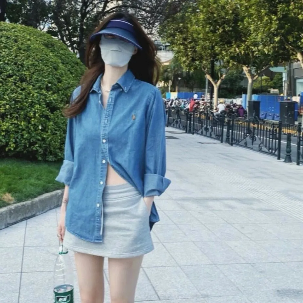 Pony Logo Washed Denim Shirt D16521555 — view 12