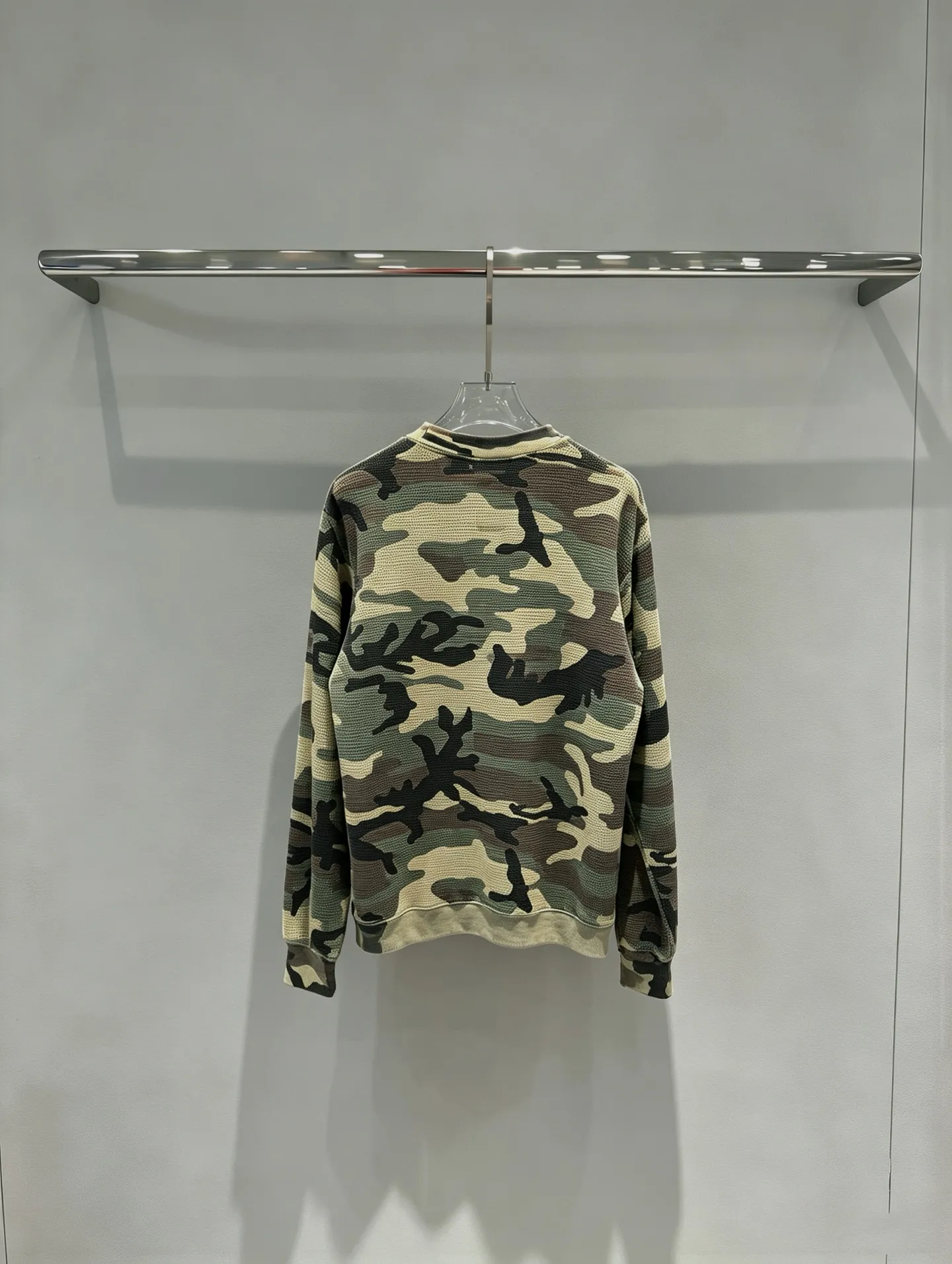 Camo Waffle-Knit Crew-Neck Sweatshirt D20520287 — view 2