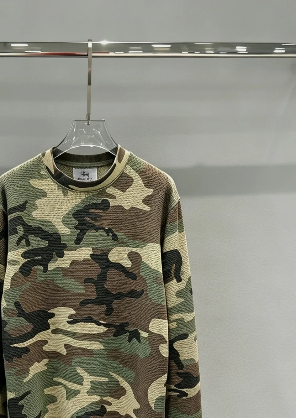Camo Waffle-Knit Crew-Neck Sweatshirt D20520287 — view 3