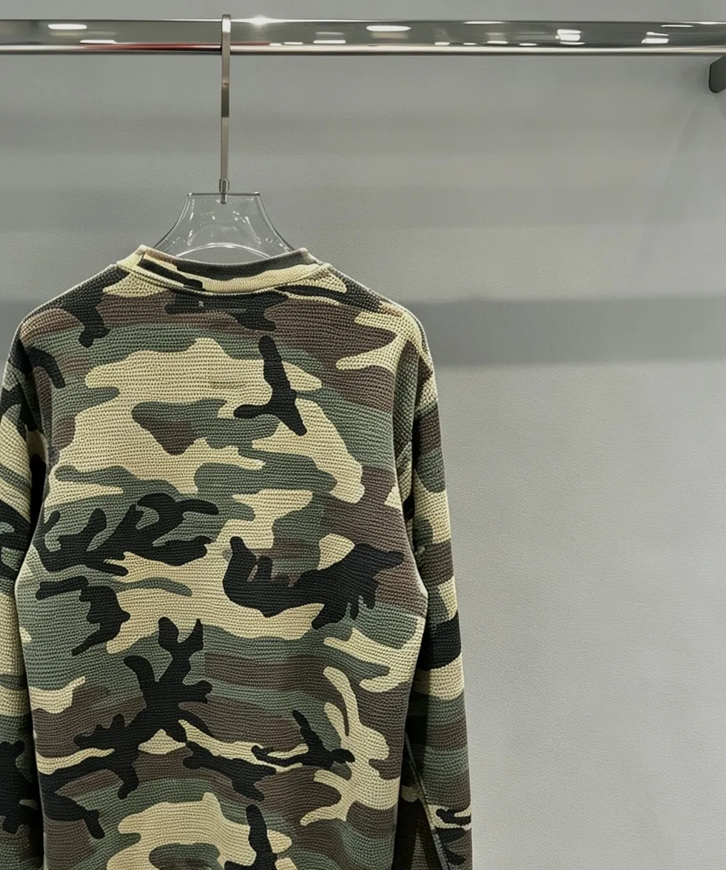 Camo Waffle-Knit Crew-Neck Sweatshirt D20520287 — view 4