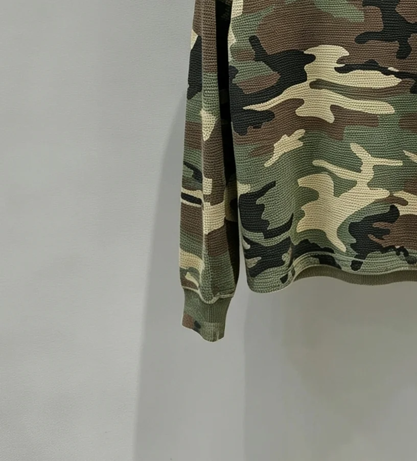 Camo Waffle-Knit Crew-Neck Sweatshirt D20520287 — view 5