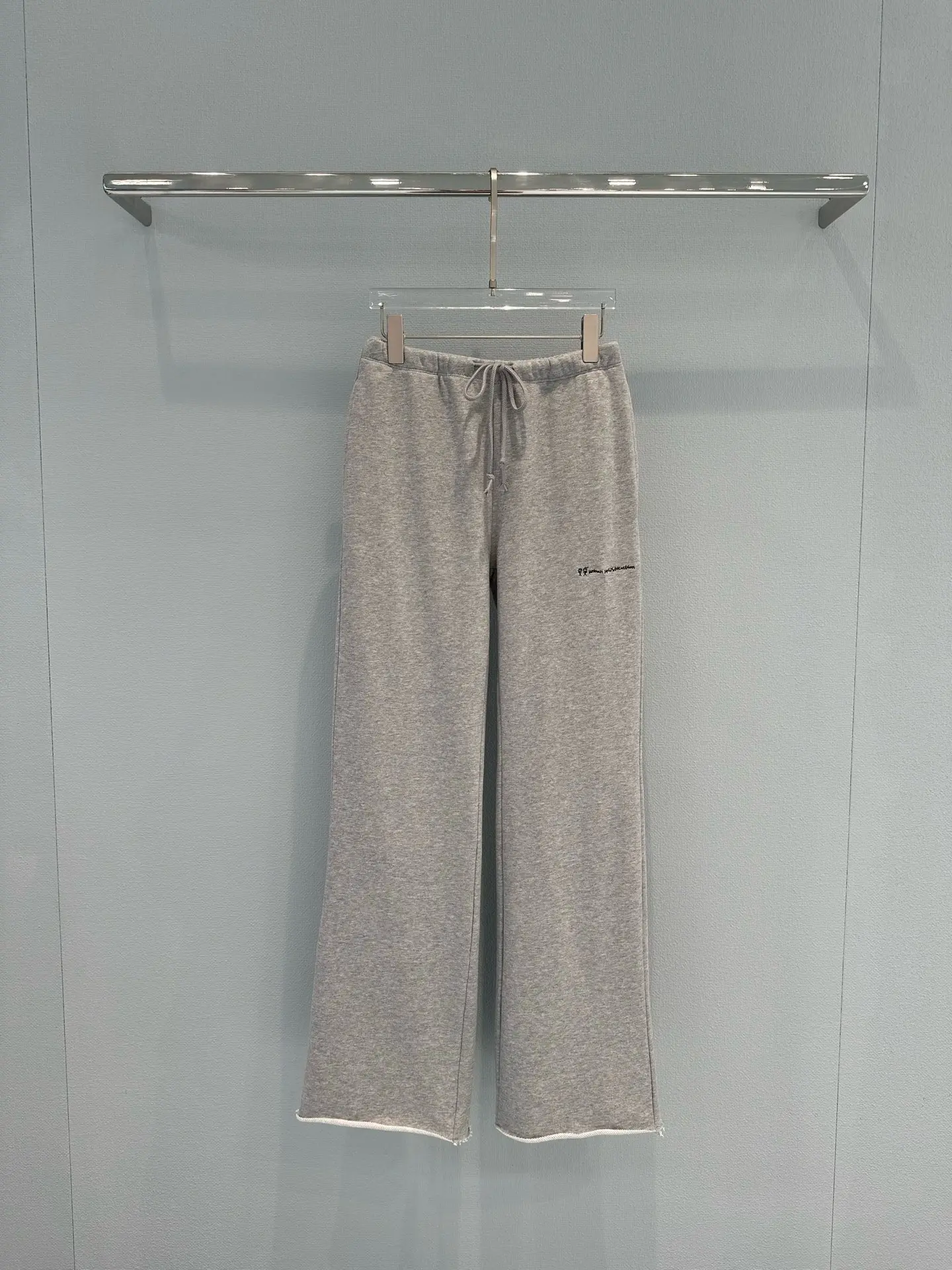 Embroidered Cotton-Blend Wide-Leg Sweatpants D22020290