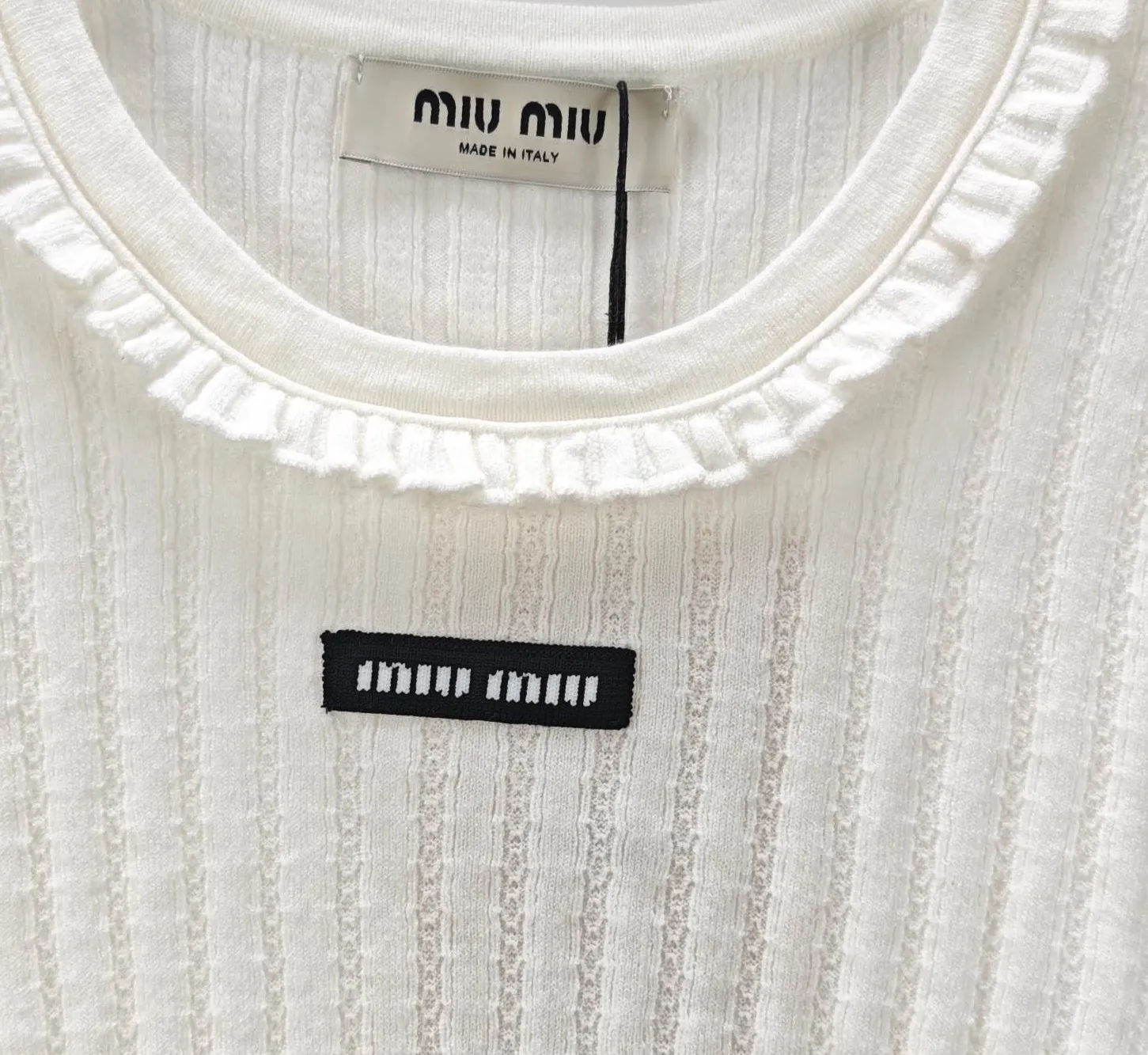 Ruffled Ribbed-Knit Cotton Sweater D23020291 — view 5
