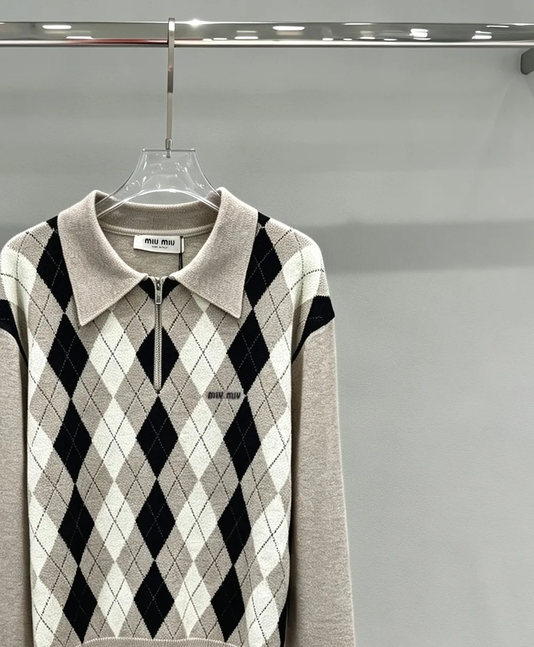 Argyle Wool-Blend Half-Zip Sweater D27520292 — view 3