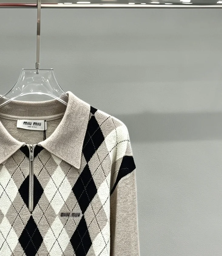 Argyle Wool-Blend Half-Zip Sweater D27520292 — view 4