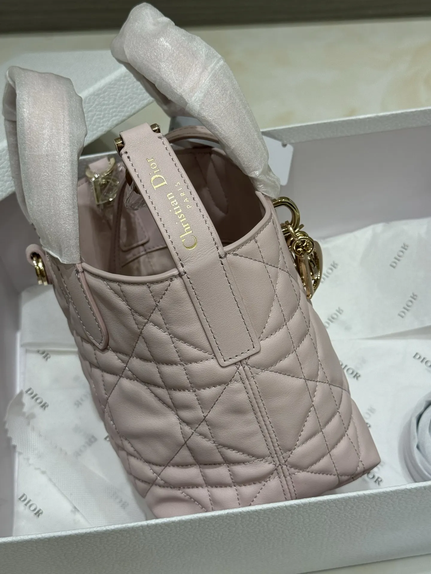 Lady Dior Mini Quilted Top-Handle Bag D70018560 — view 3