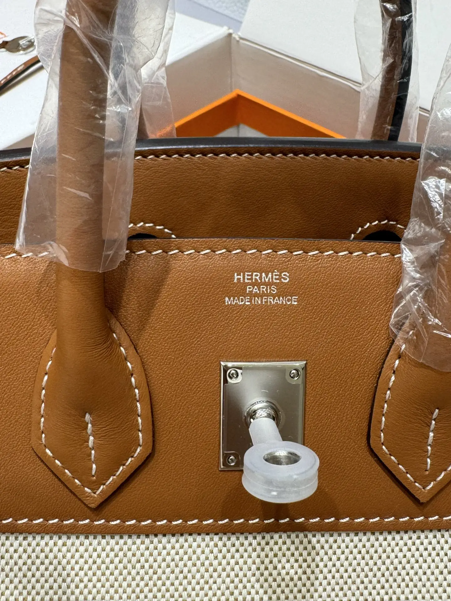 Birkin 25 Canvas & Leather Handbag D59018546 — view 3