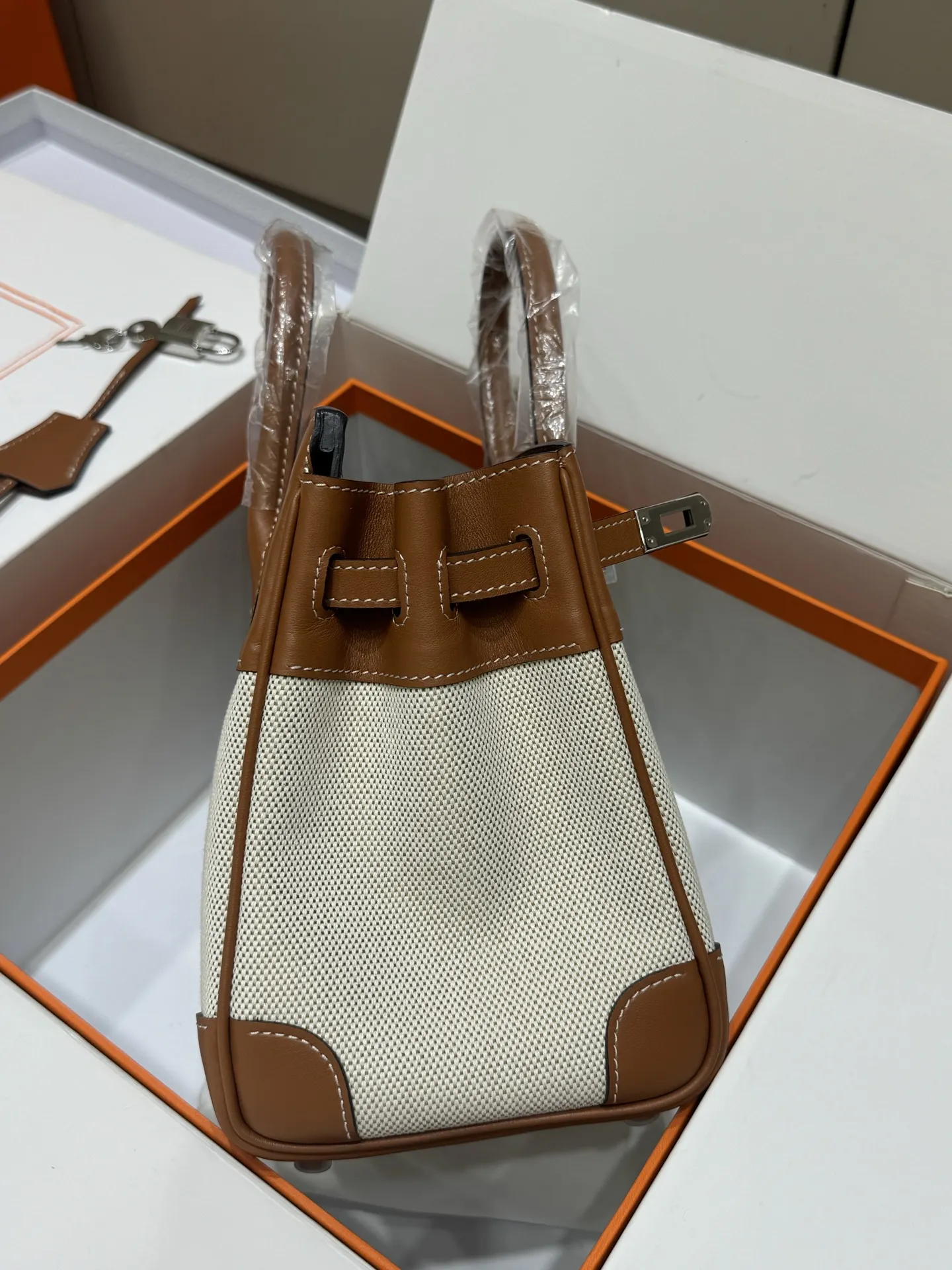 Birkin 25 Canvas & Leather Handbag D59018546 — view 5