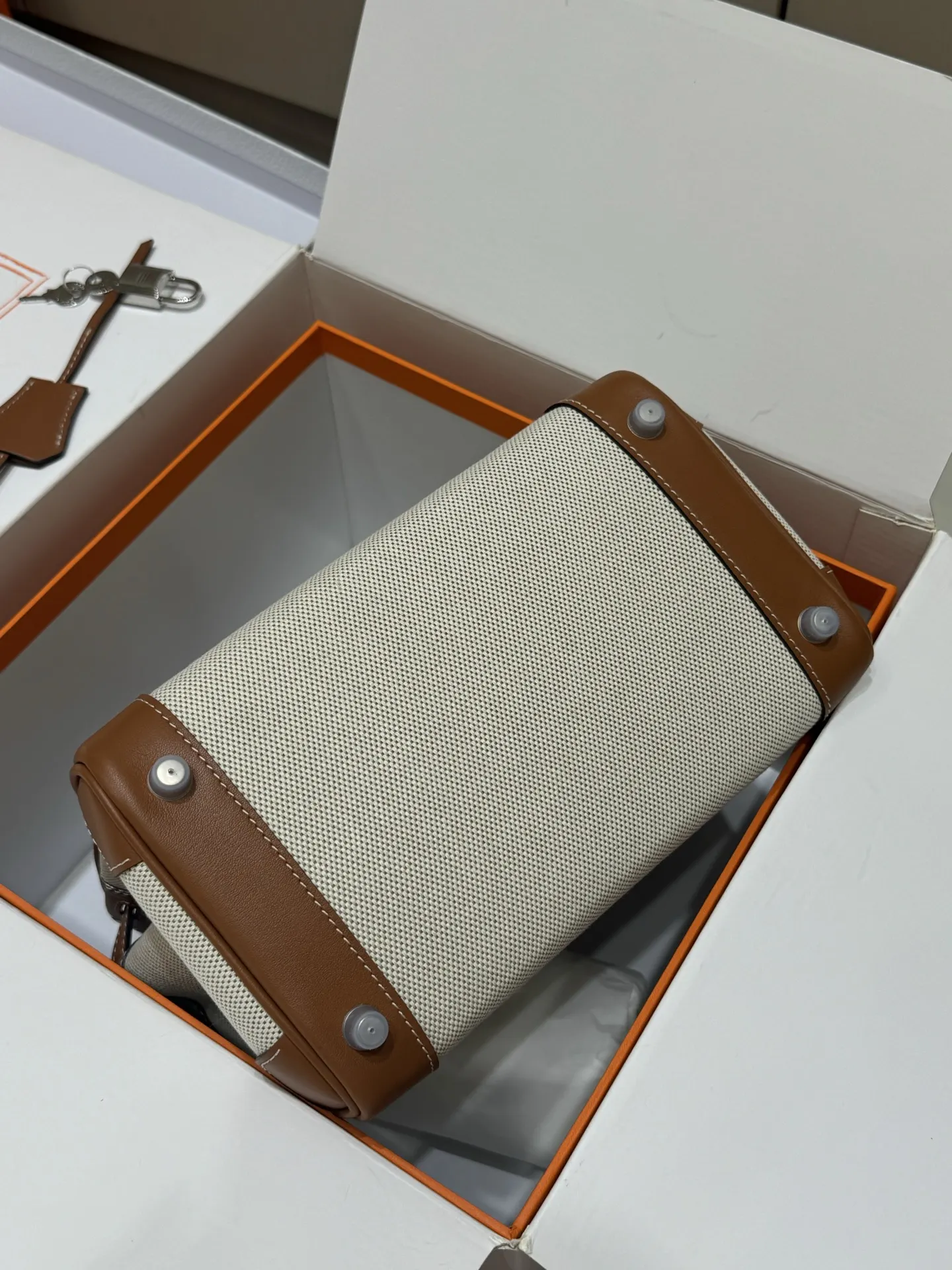 Birkin 25 Canvas & Leather Handbag D59018546 — view 11