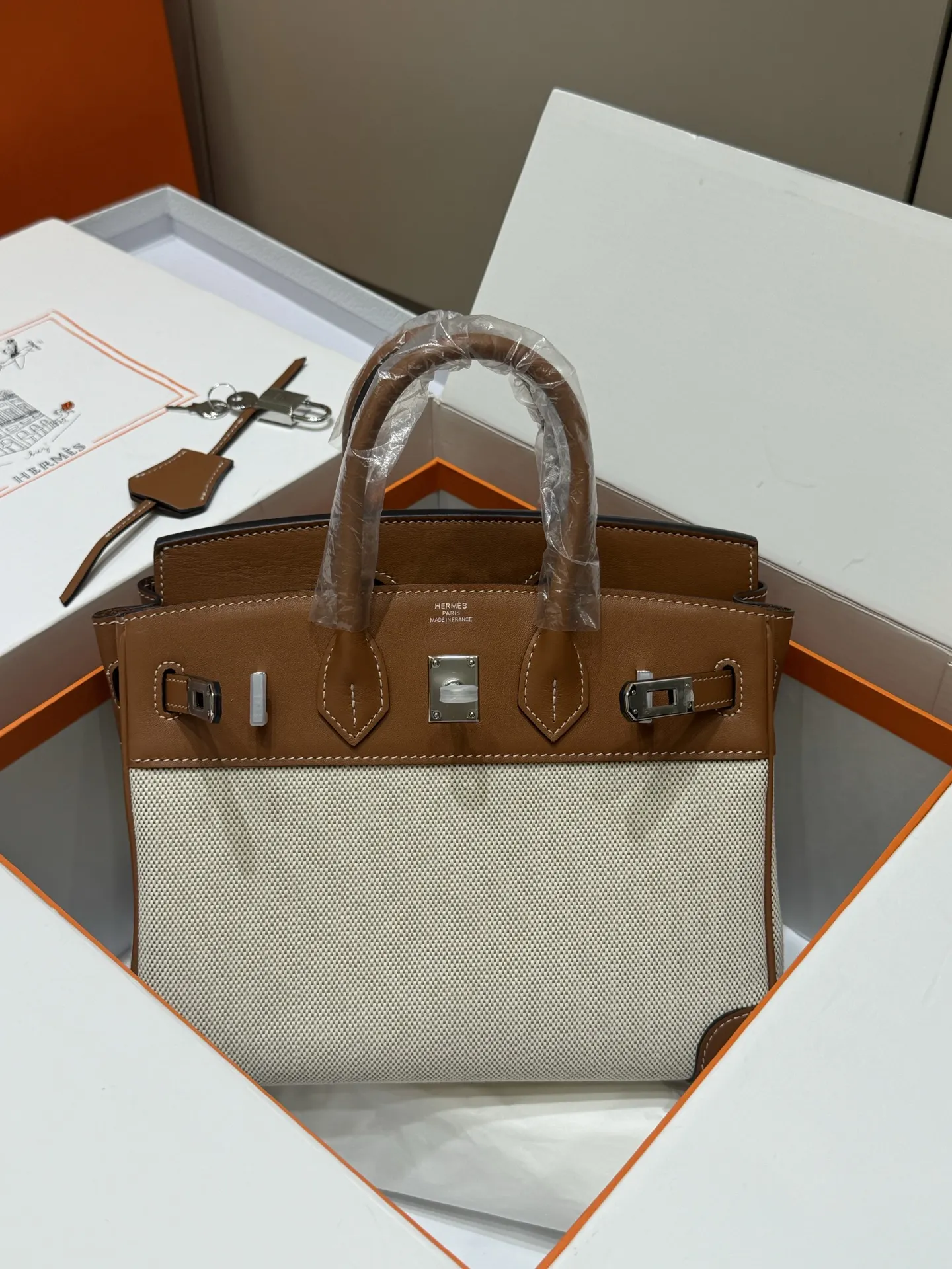 Birkin 25 Canvas & Leather Handbag D59018546 — view 12