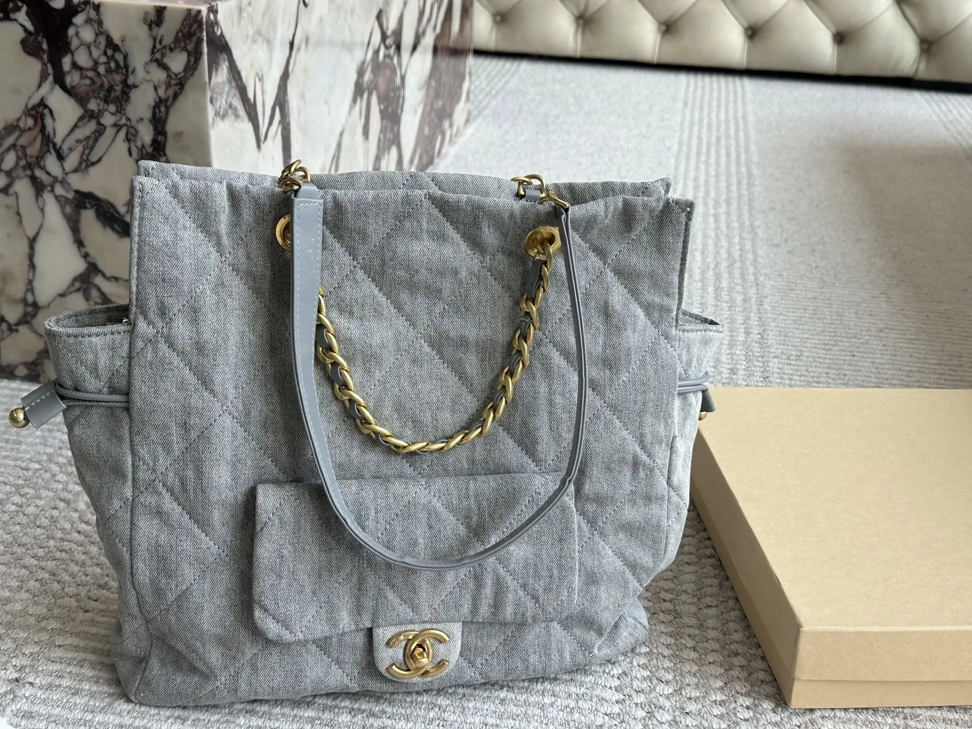 Chanel Quilted Denim Deauville Tote Bag D36017955 — view 6