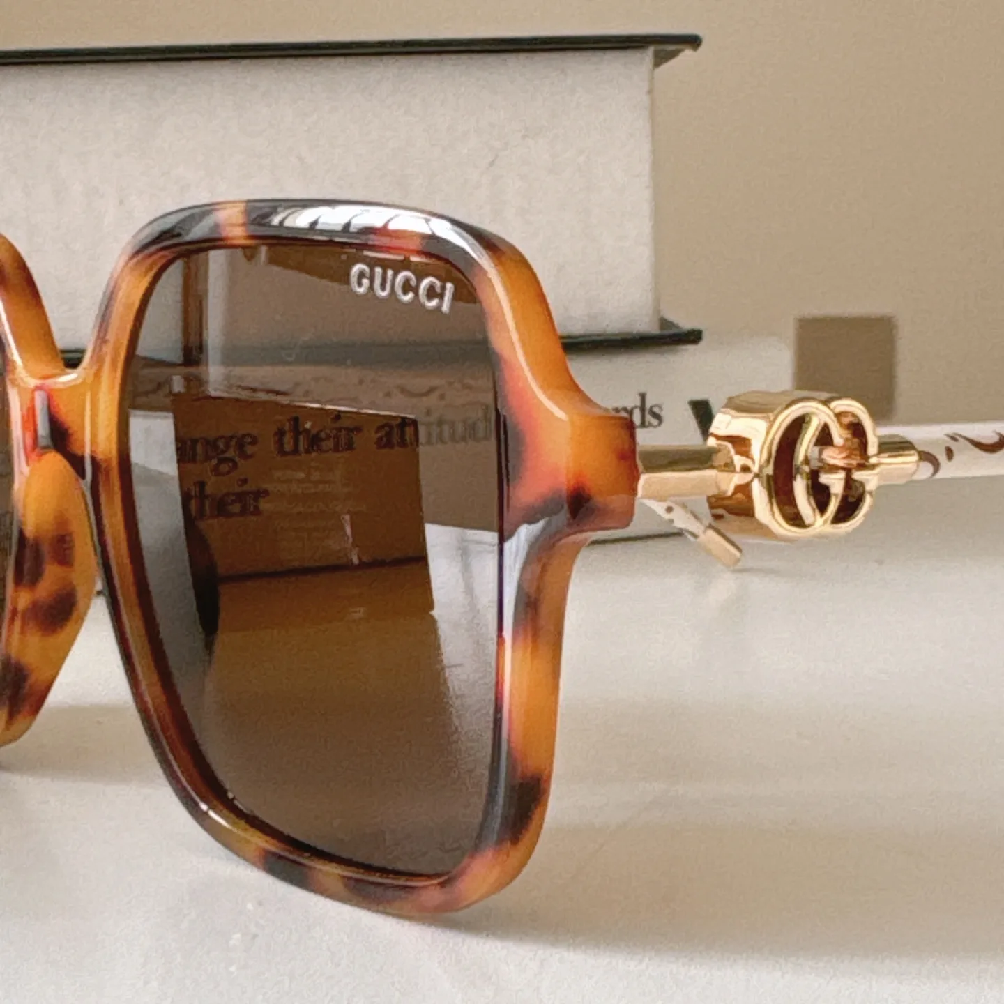 Gucci Leather-Trim Square-Frame Sunglasses D20017791 — view 8
