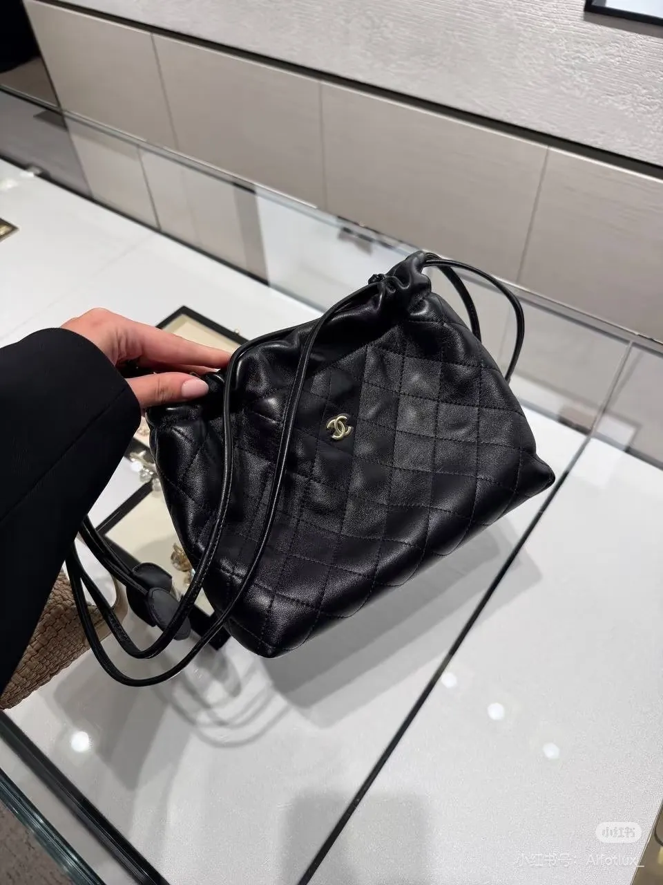 Quilted Leather Drawstring Bucket Bag D38018039