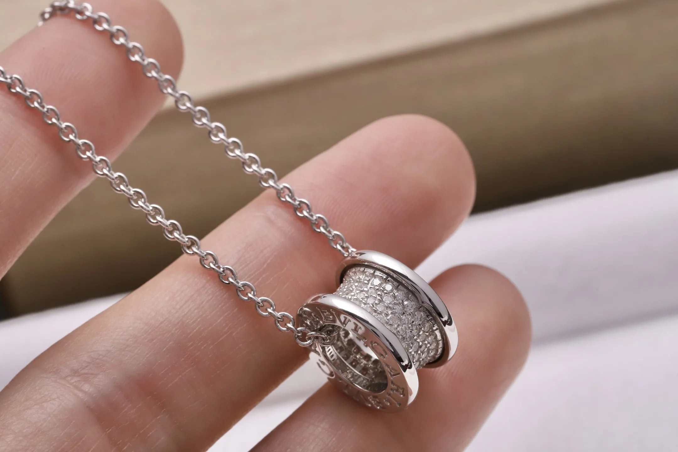 B.zero1 Rock Pave-Set Pendant Necklace (Sterling Silver) D49017151 — view 5