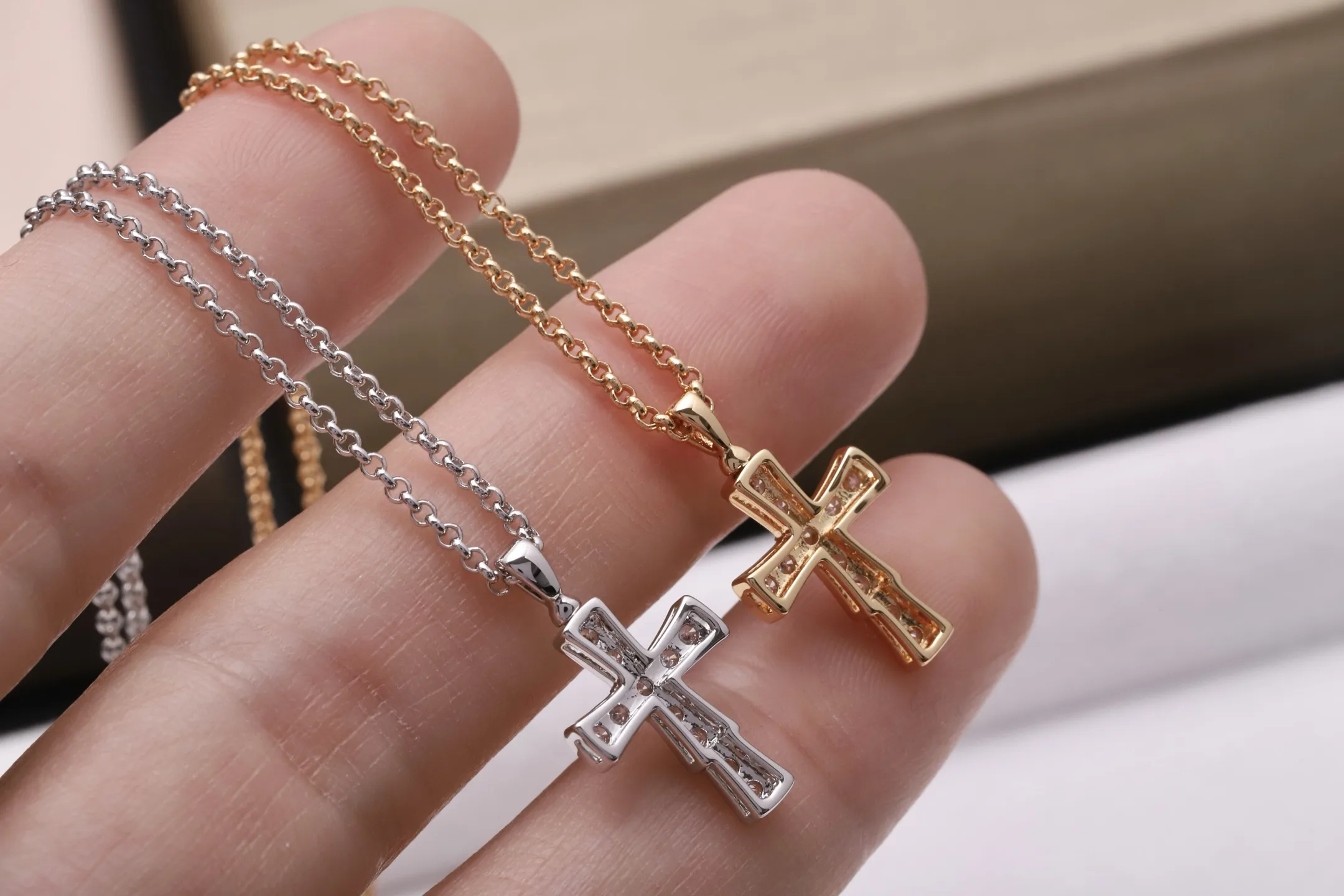 Croce Crystal Cross Pendant Necklace (Gold-Plated Brass) D15017154 — view 6
