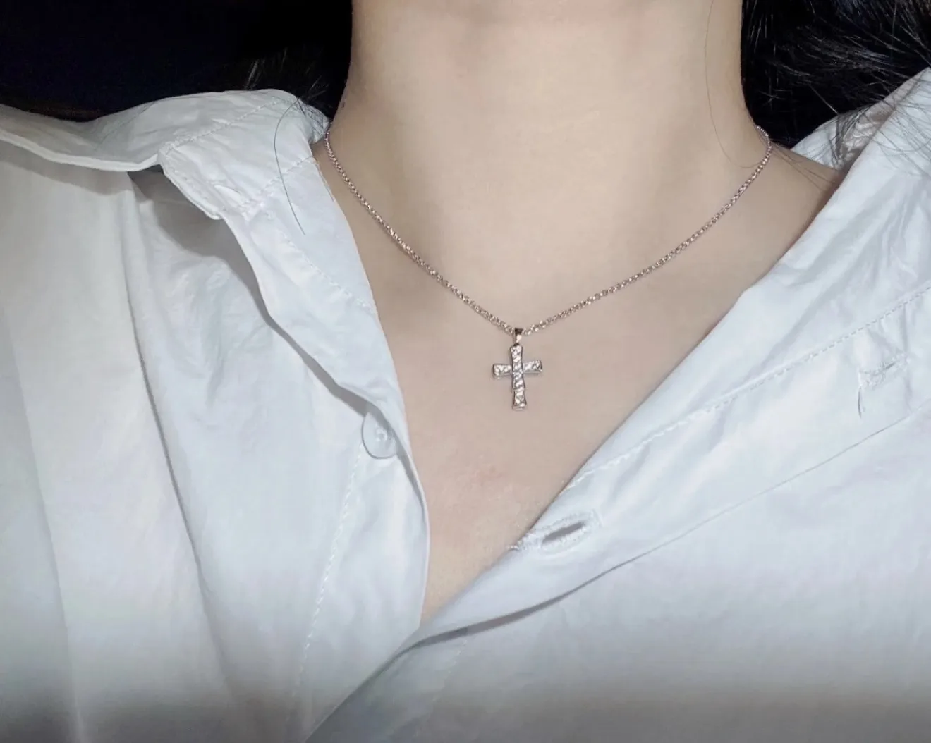 Croce Crystal Cross Pendant Necklace (Gold-Plated Brass) D15017154 — view 10