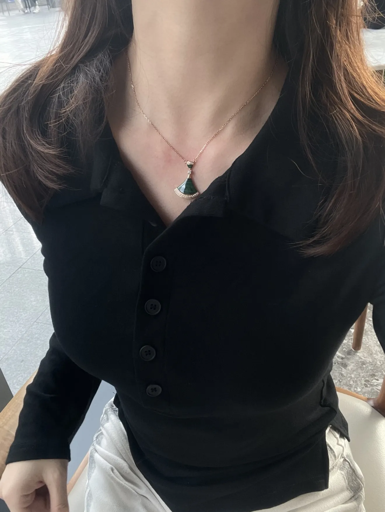 Diva's Dream Malachite Pendant Necklace (Gold-Plated Brass) D23517159 — view 10