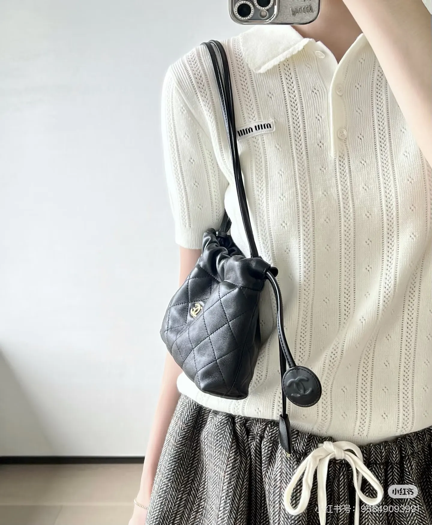 Chanel Quilted Drawstring Bucket Bag D37018041 — view 12