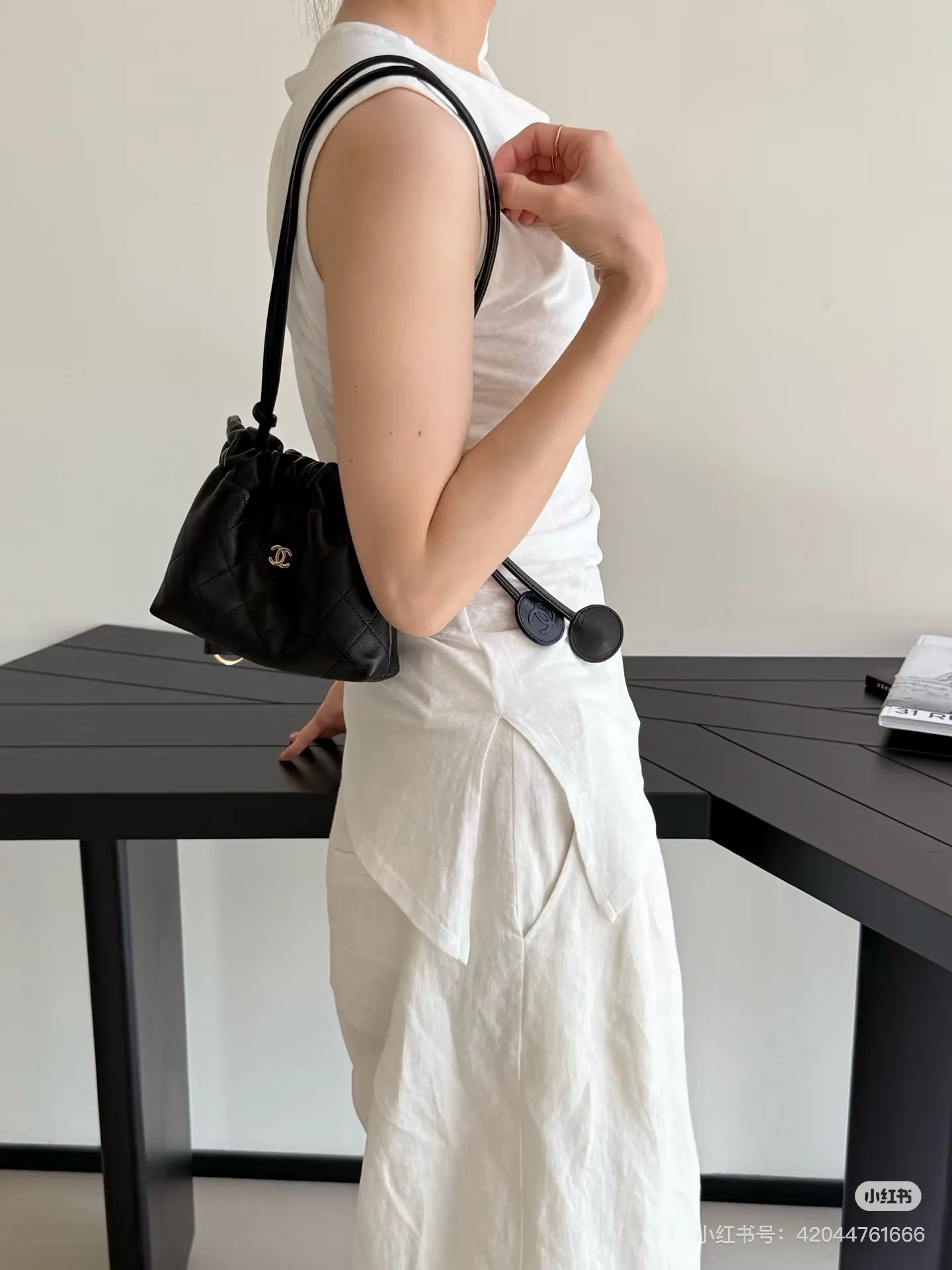 Chanel Quilted Drawstring Bucket Bag D37018041 — view 13