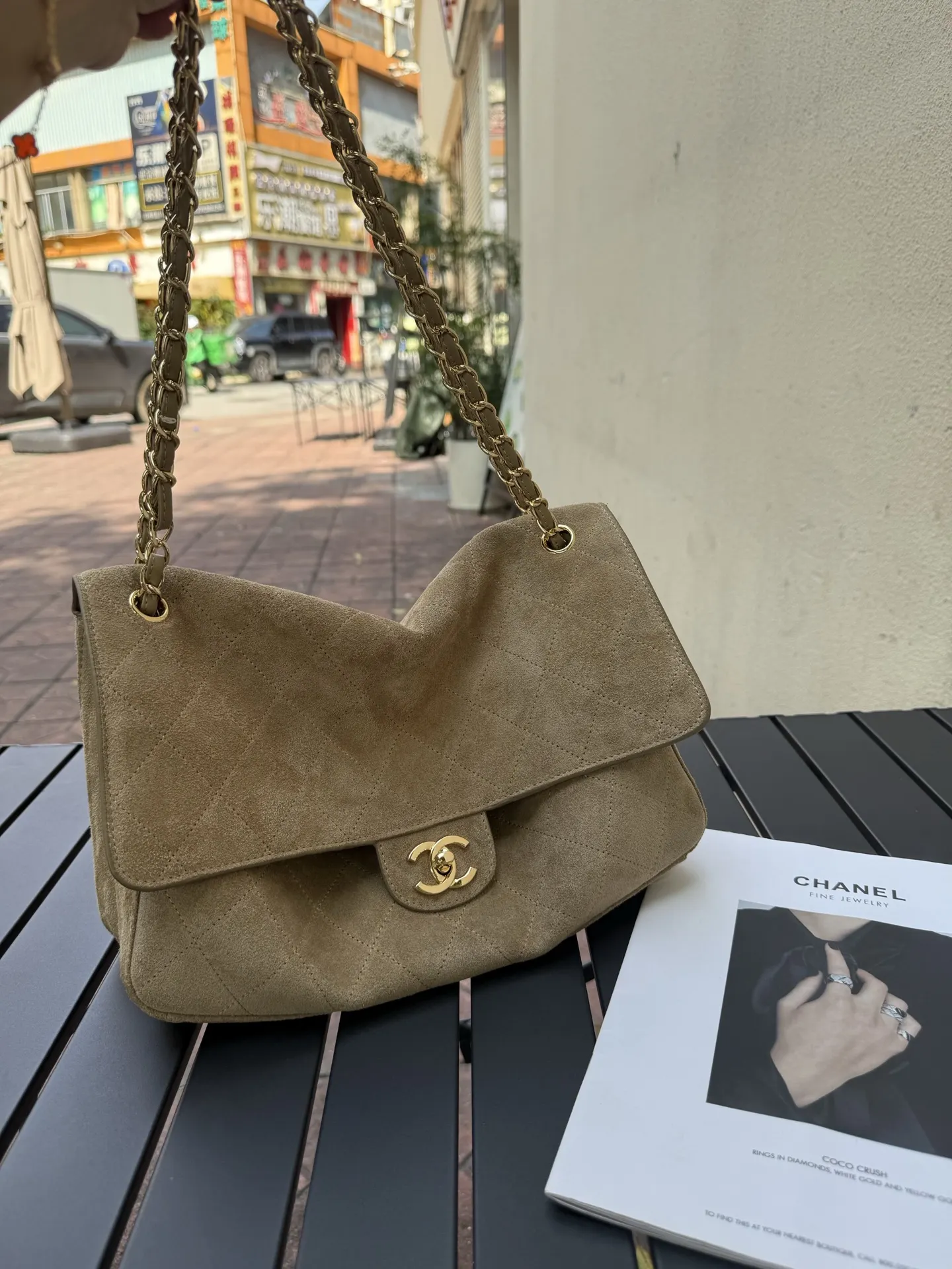 Maxi Classic Flap Suede Shoulder Bag D49018566 — view 2