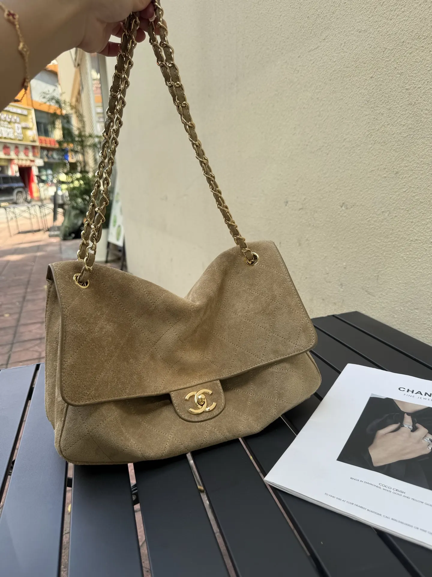 Maxi Classic Flap Suede Shoulder Bag D49018566 — view 3