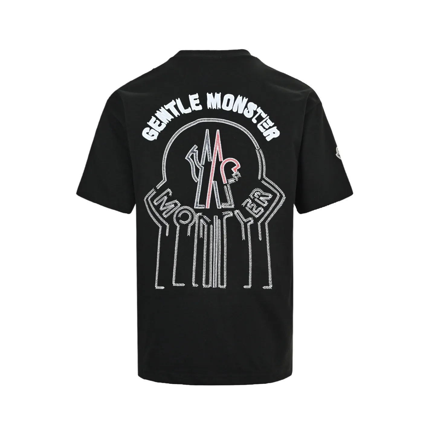 Moncler + Gentle Monster Logo-Embroidered Cotton T-Shirt D22013037 — view 3