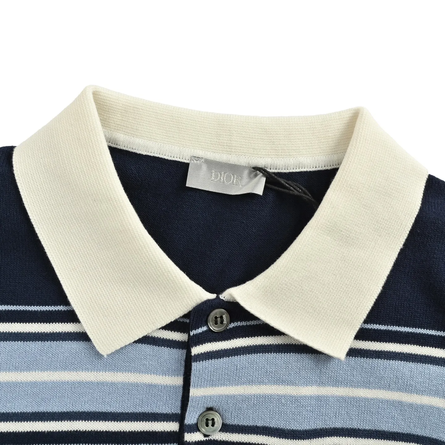 Lily of the Valley Embroidered Striped Knit Polo Shirt D24513033 — view 4