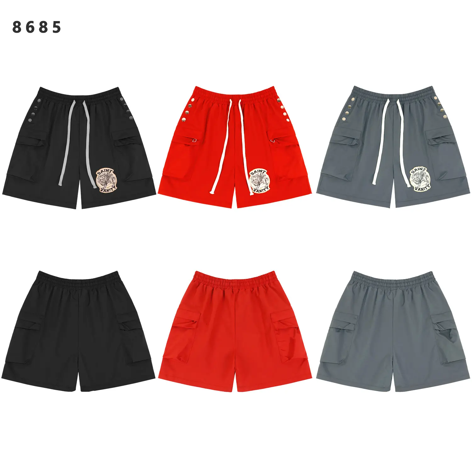 Embroidered Cargo Drawstring Shorts D9812203