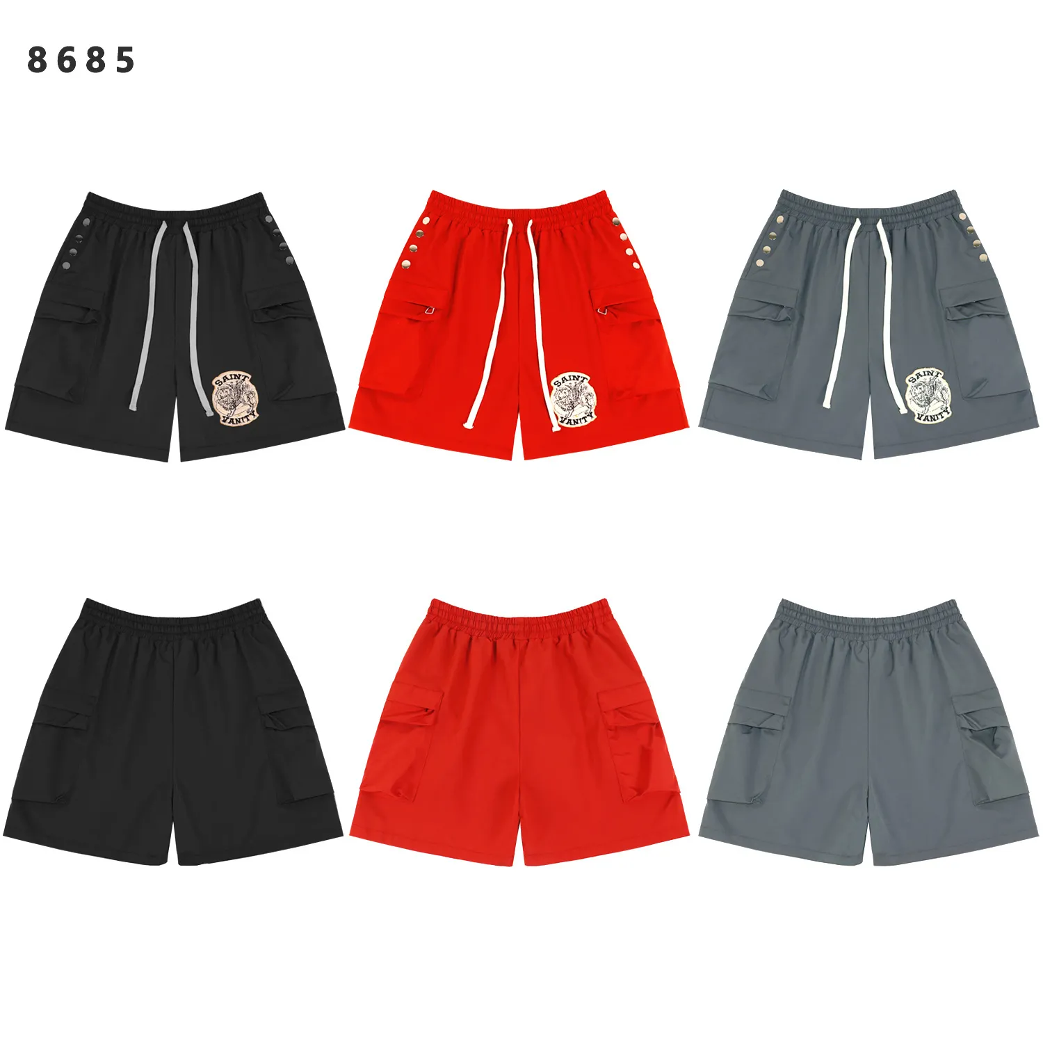 Embroidered Cargo Drawstring Shorts D9812203