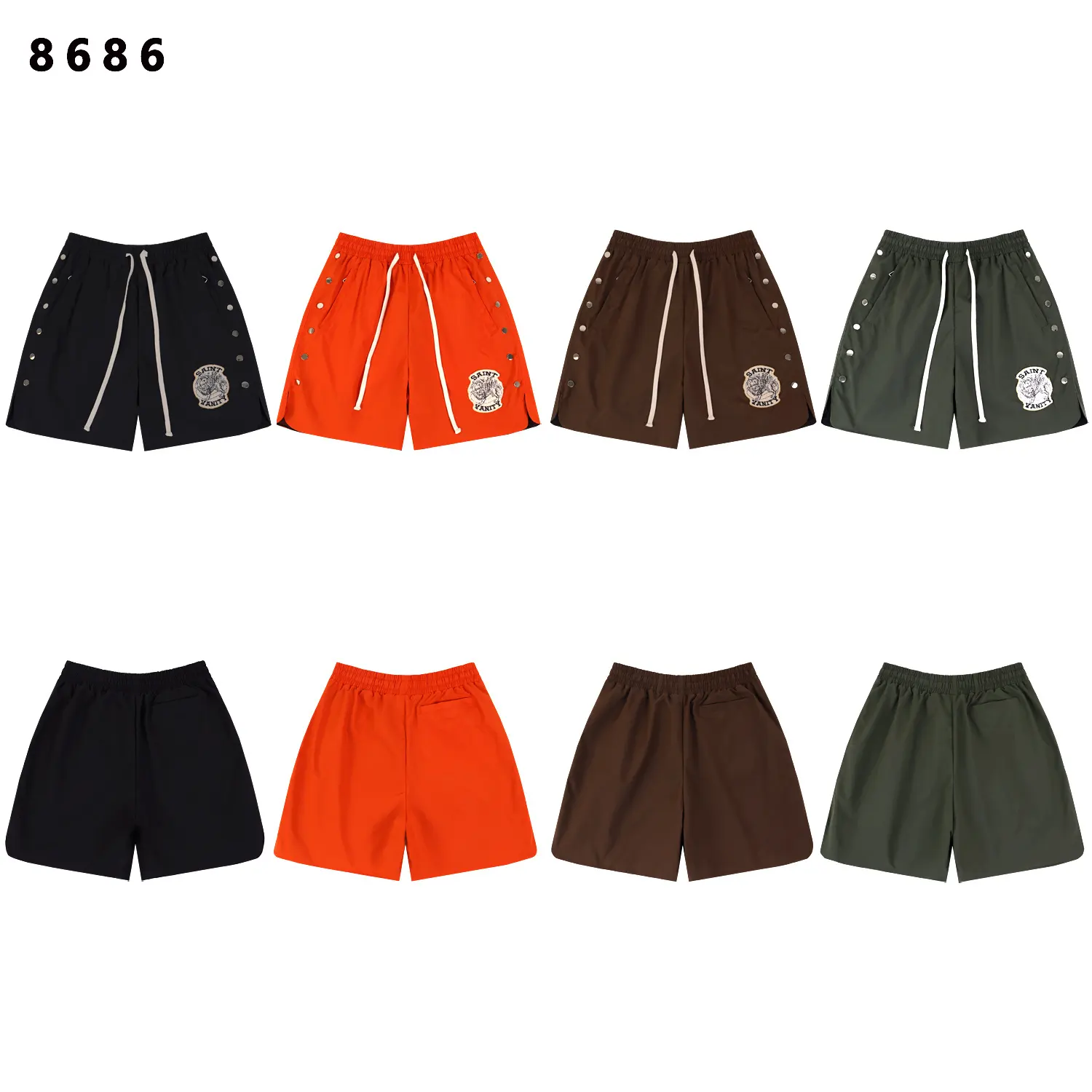 Embroidered Snap-Button Sport Shorts D9812202