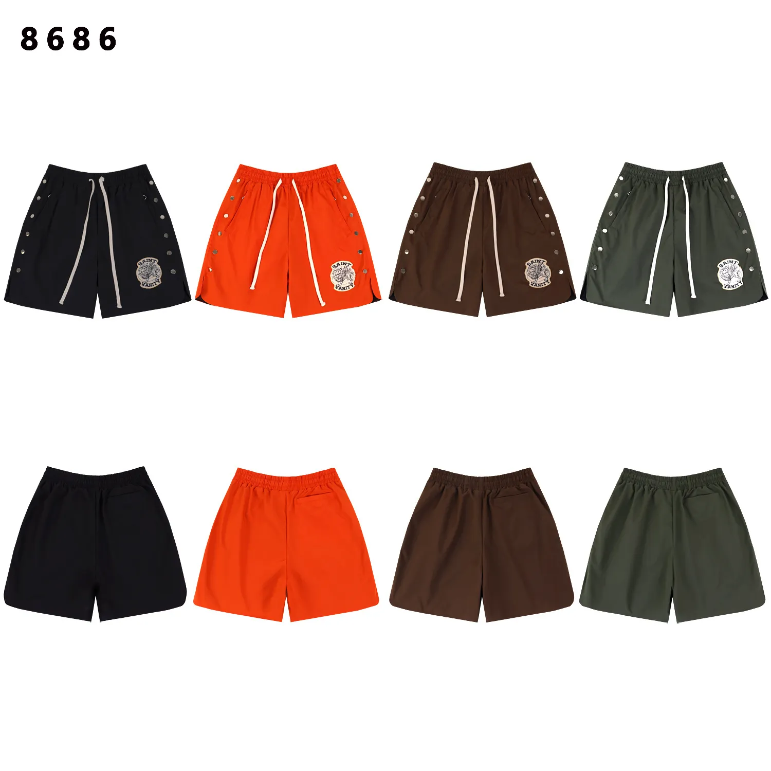 Embroidered Snap-Button Sport Shorts D9812202