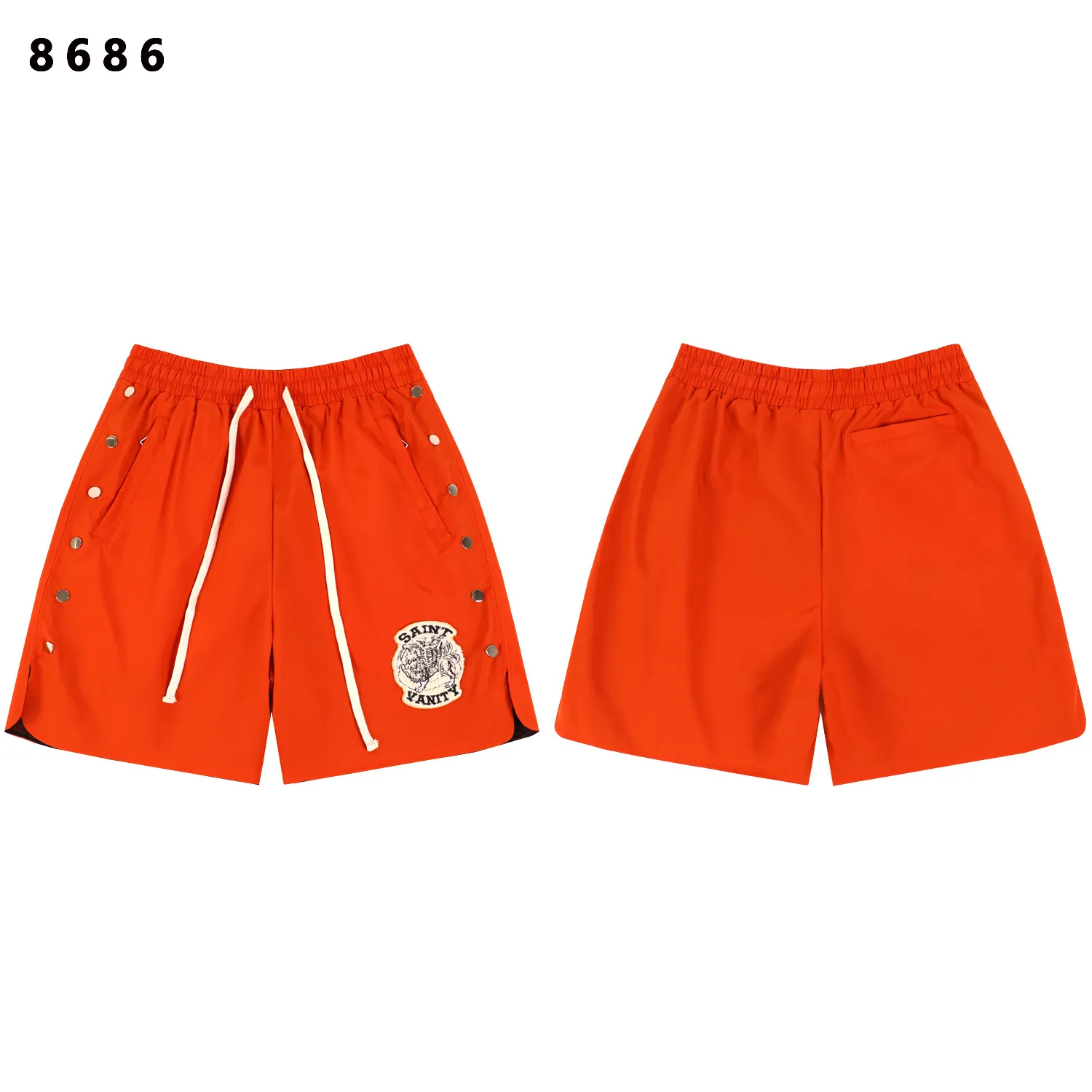 Embroidered Snap-Button Sport Shorts D9812202 — view 3