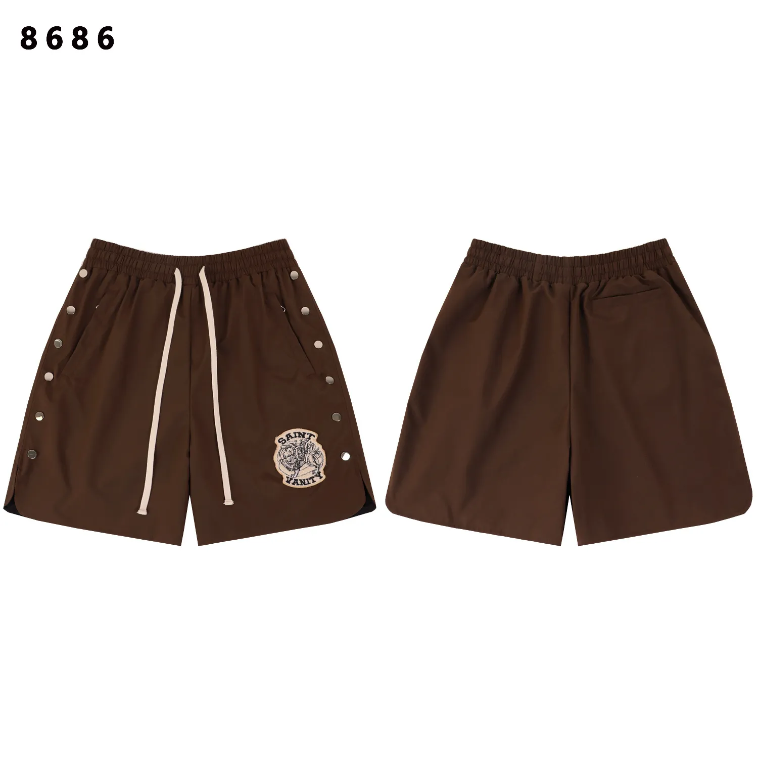 Embroidered Snap-Button Sport Shorts D9812202 — view 4