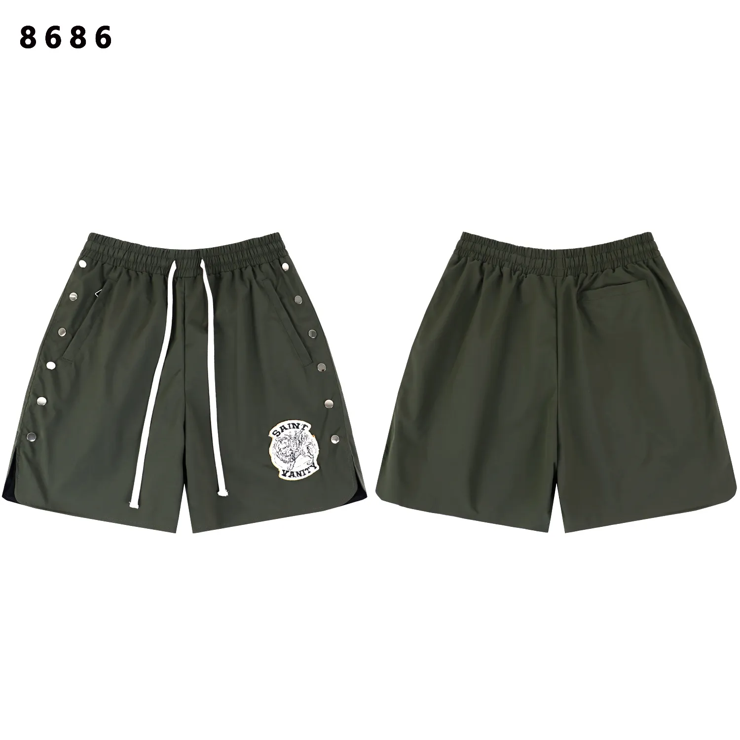 Embroidered Snap-Button Sport Shorts D9812202 — view 5