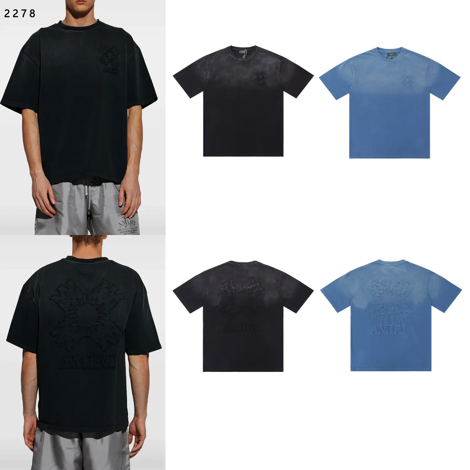 Embroidered Logo Faded Cotton T-Shirt D9512224