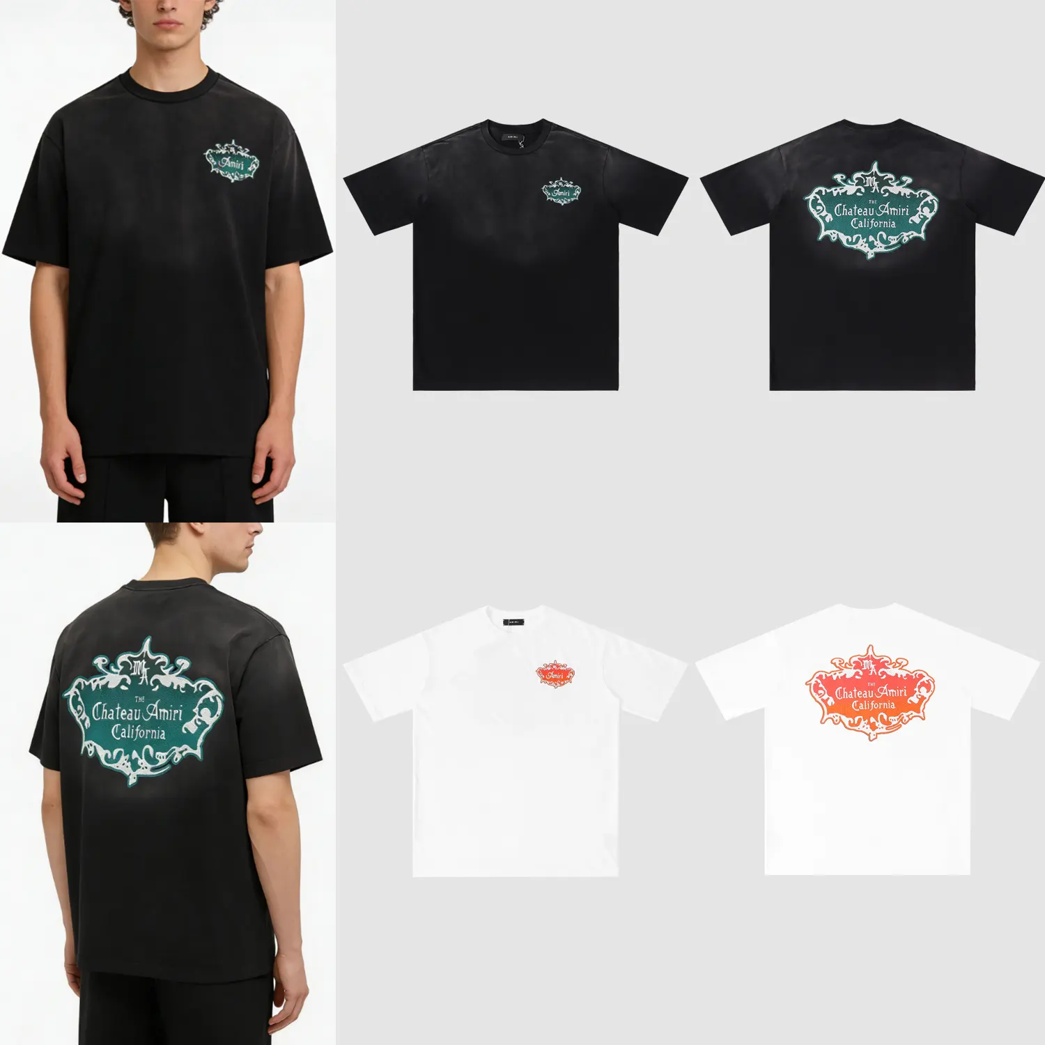 The Chateau Amiri Logo-Print Washed Cotton T-Shirt D8512155