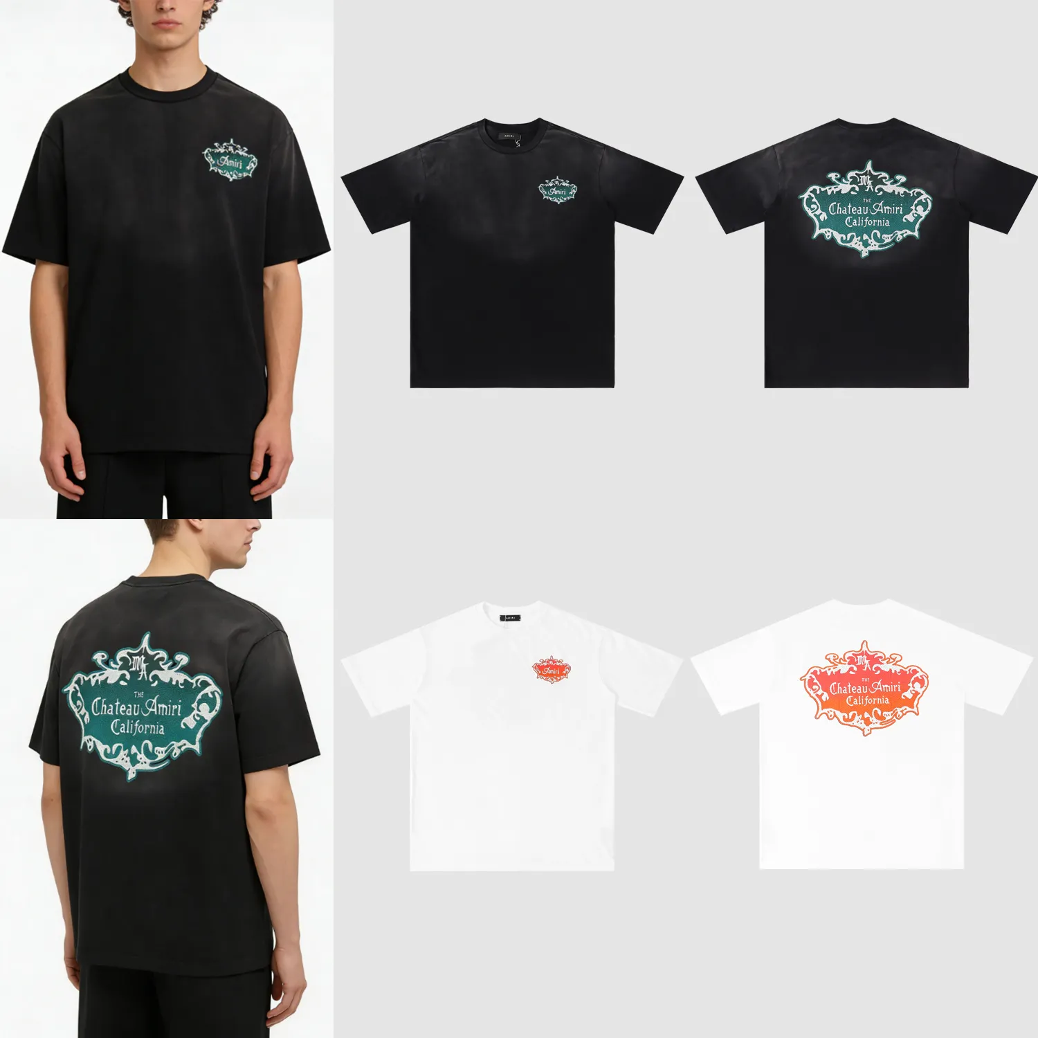 The Chateau Amiri Logo-Print Washed Cotton T-Shirt D8512155