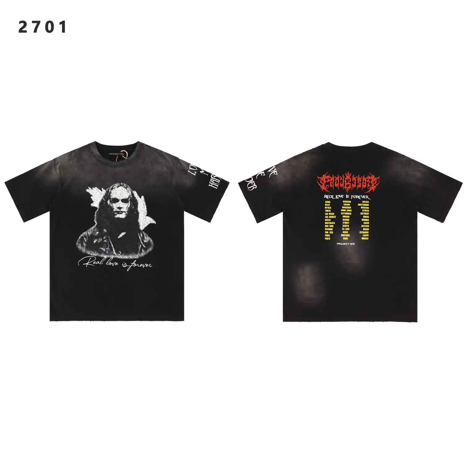 Project G/R Crow Graphic Washed T-Shirt D9512199
