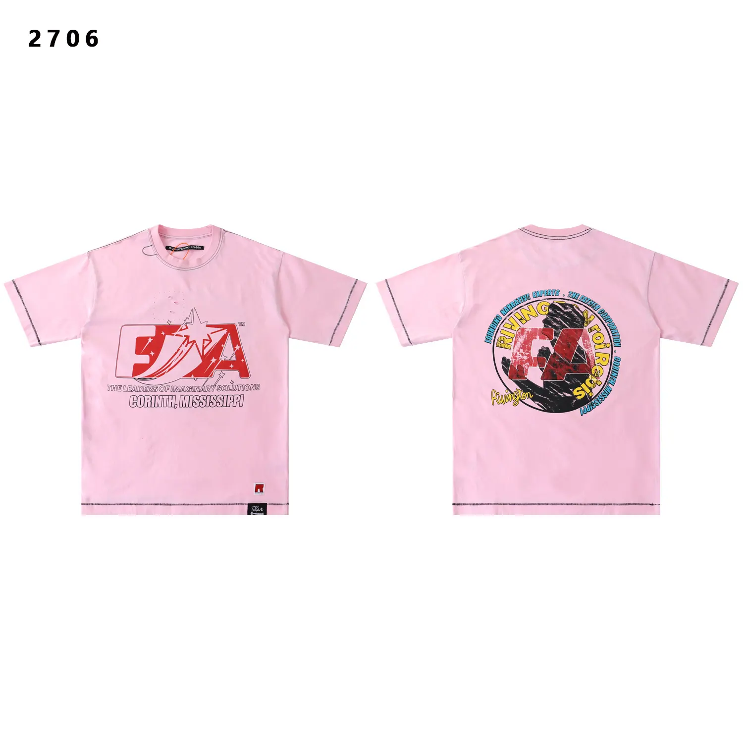 Graphic Print Washed Cotton T-Shirt D9512182