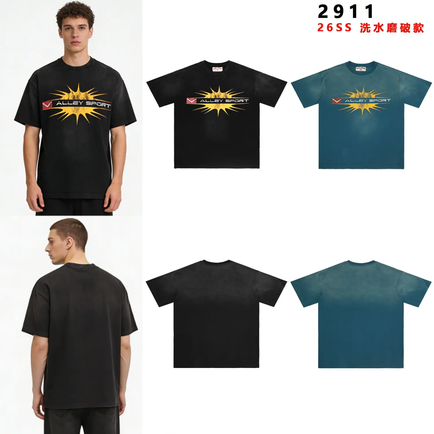 Valley Vale Sport Graphic Print Washed T-Shirt D8512157