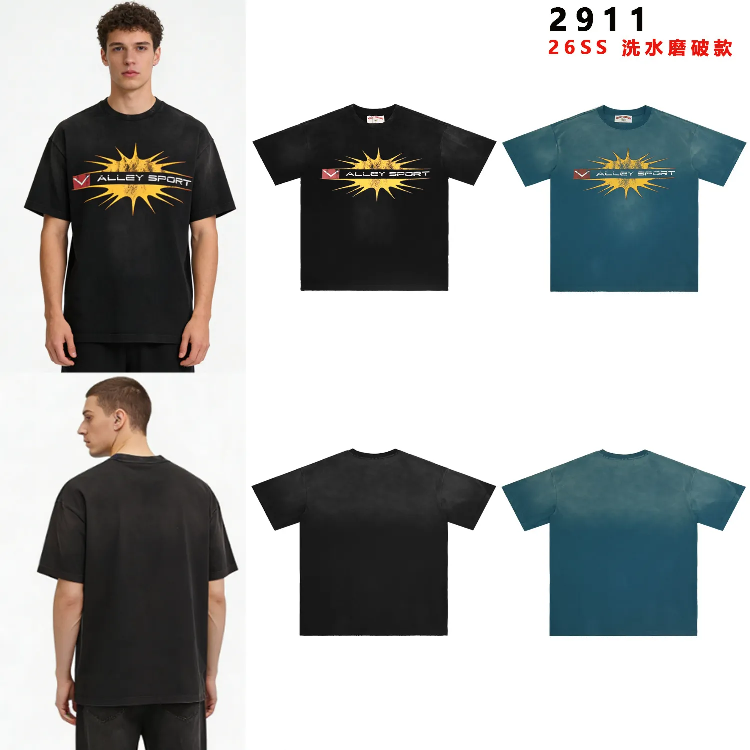 Valley Vale Sport Graphic Print Washed T-Shirt D8512157