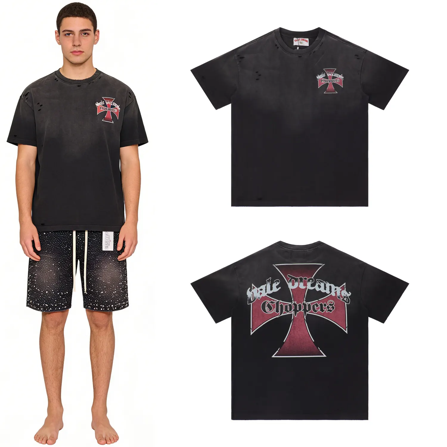 Distressed Graphic Print Cotton T-Shirt D8812149
