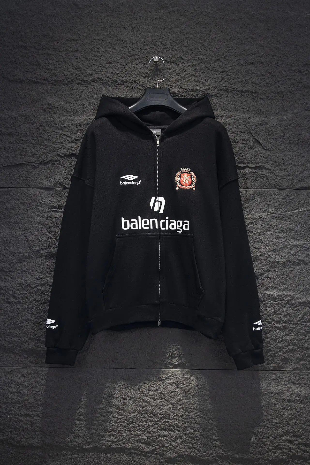 Oversized Logo-Print Zip-Up Hoodie D21924304