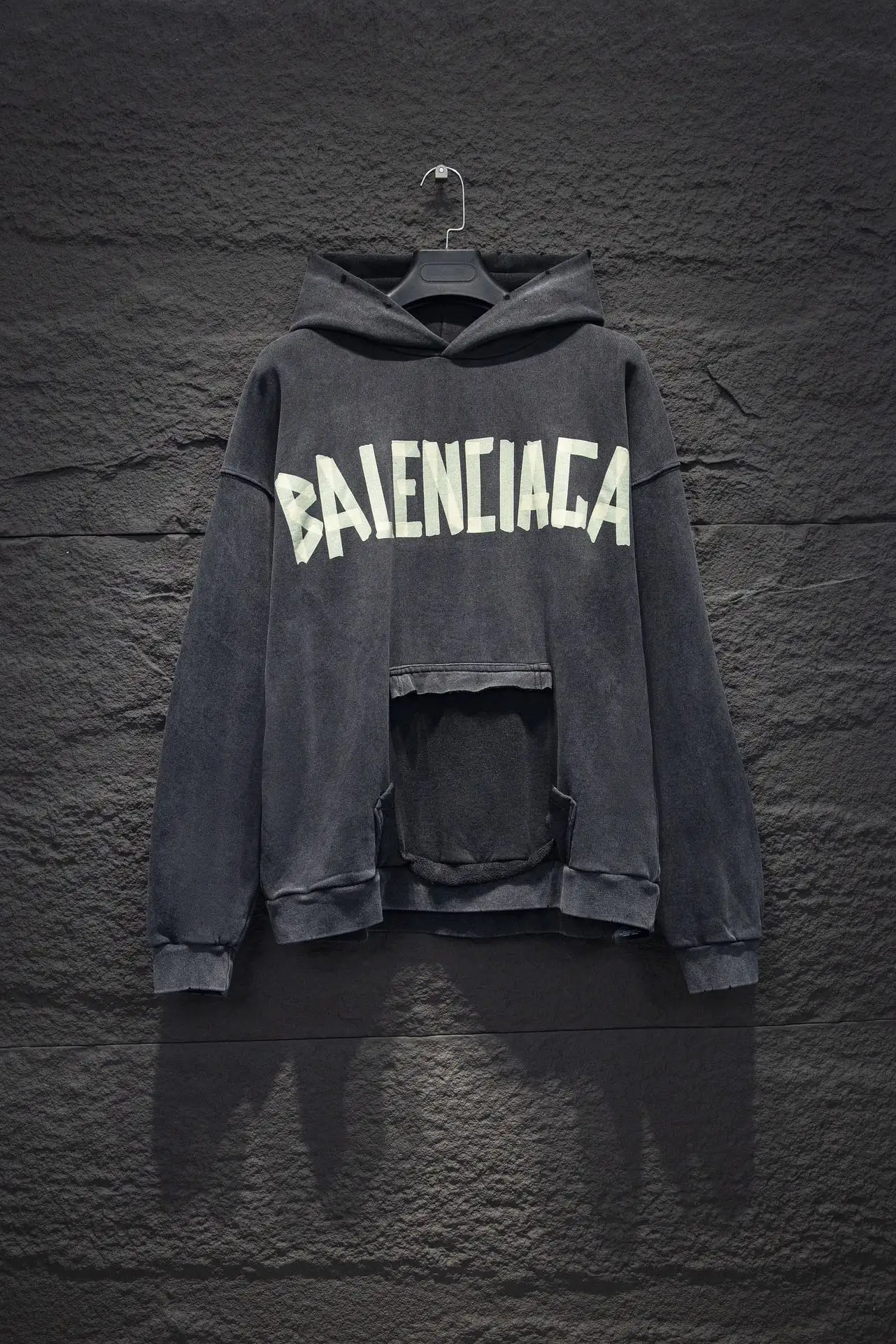 Tape Logo Distressed Oversized Hoodie D19524300