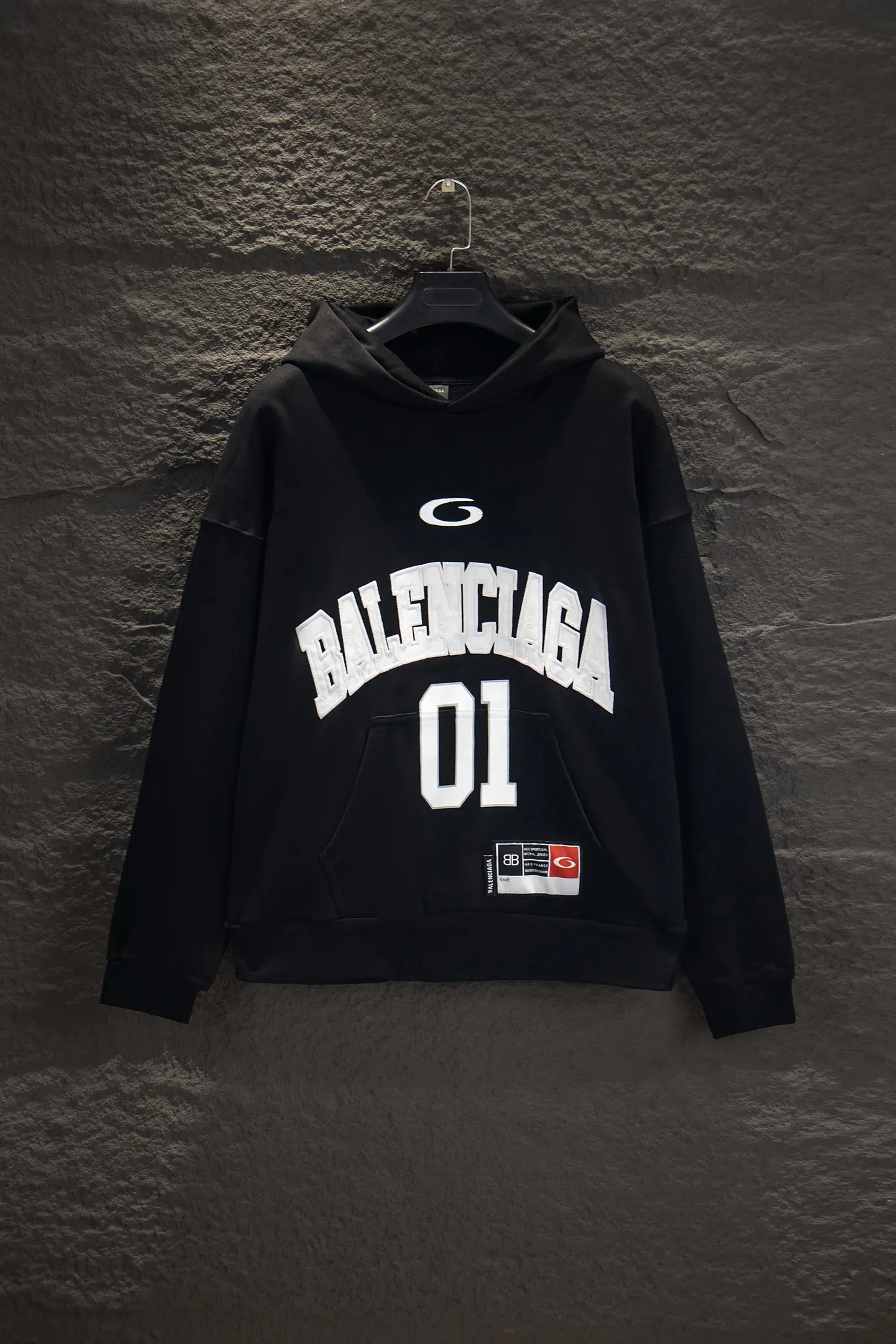Oversized Jersey-Style Embroidered Hoodie D19524285