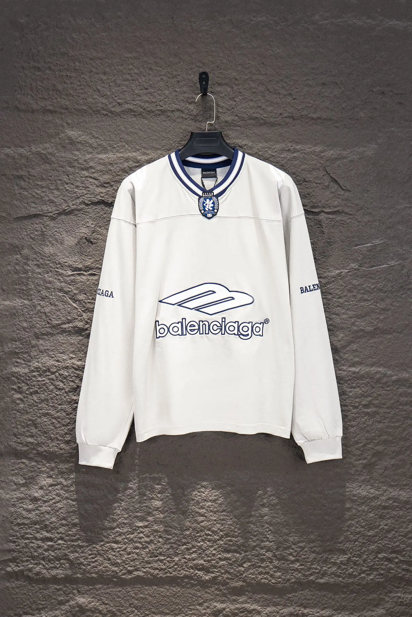 Oversized Embroidered Jersey Long-Sleeve T-Shirt D15924236