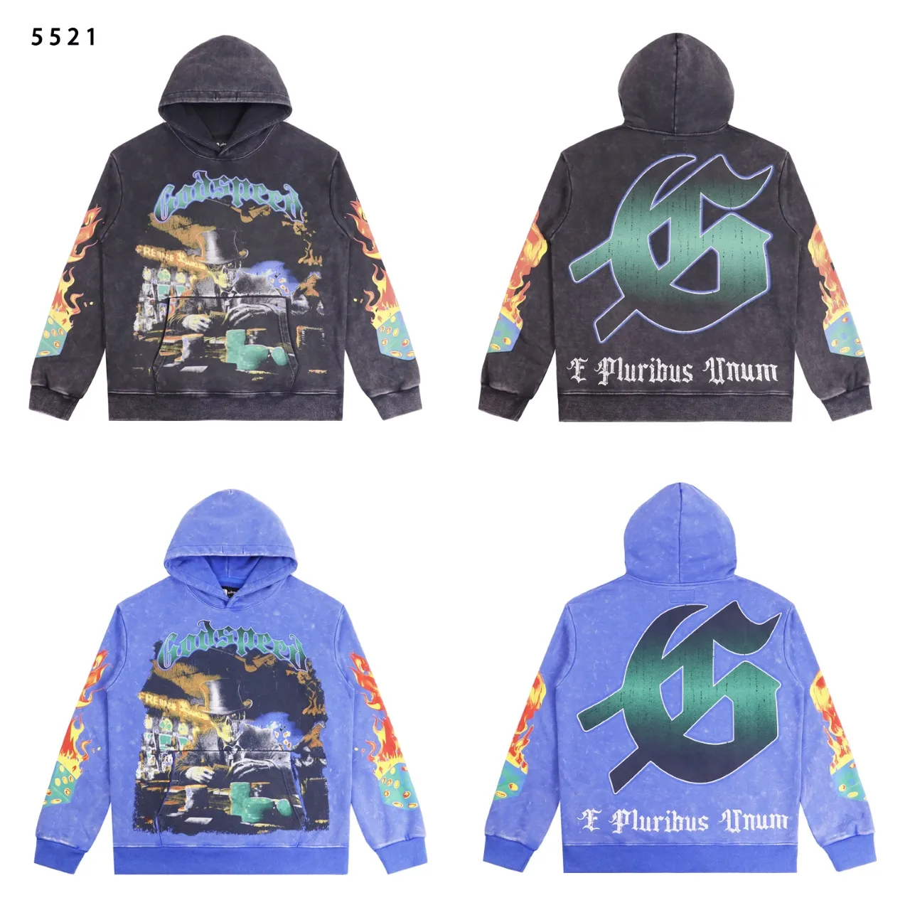 Godspeed Graphic Print Washed Cotton Hoodie D12812269