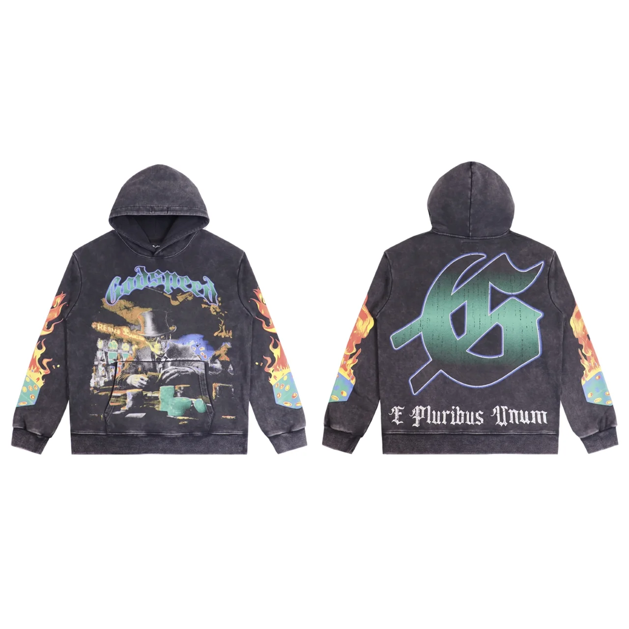 Godspeed Graphic Print Washed Cotton Hoodie D12812269 — view 3