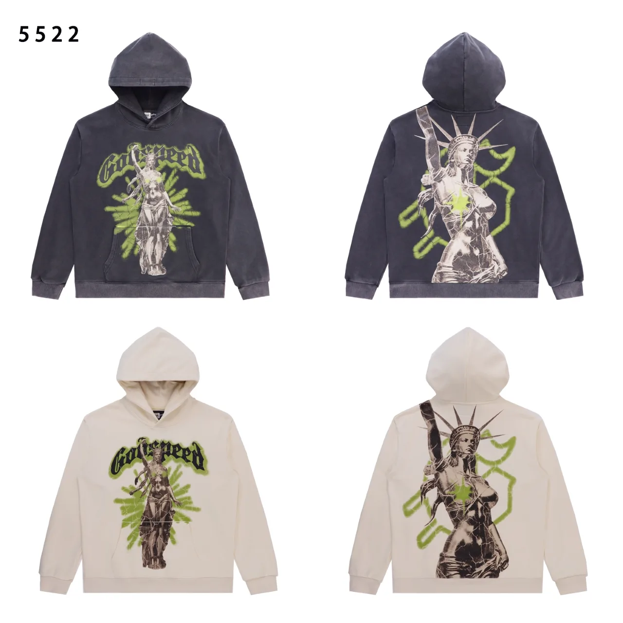 Godspeed Graphic Print Washed Cotton Hoodie D12812268