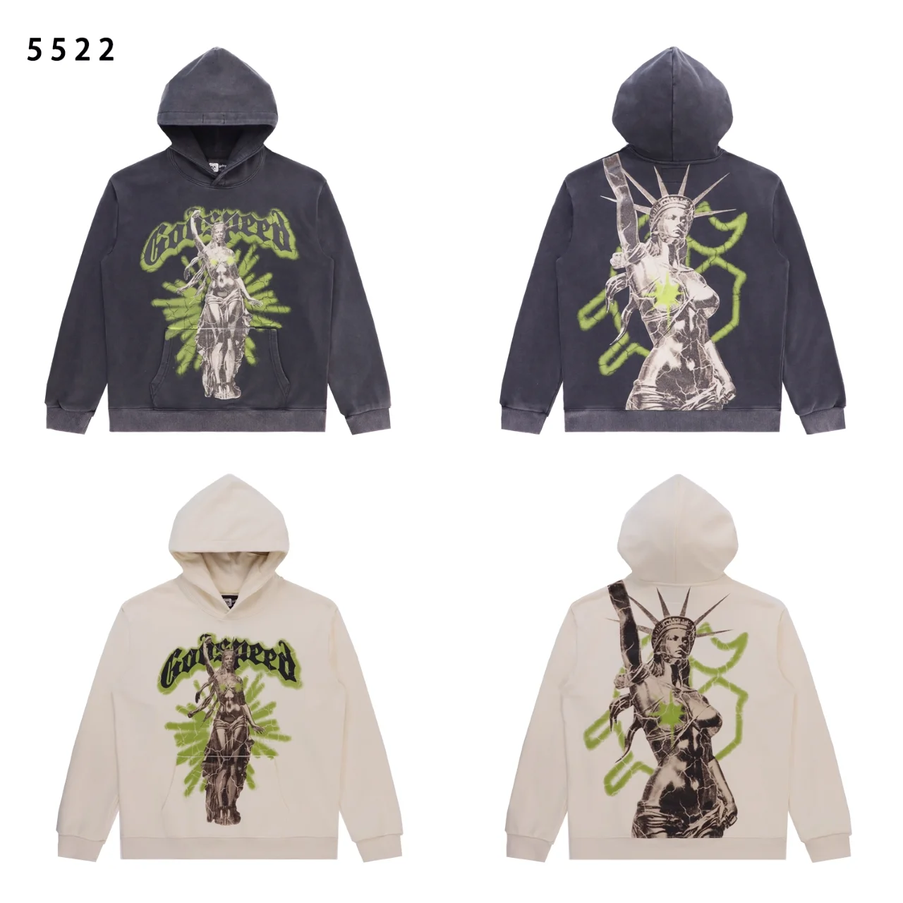 Godspeed Graphic Print Washed Cotton Hoodie D12812268